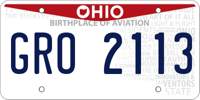 OH license plate GRO2113