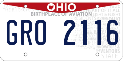 OH license plate GRO2116