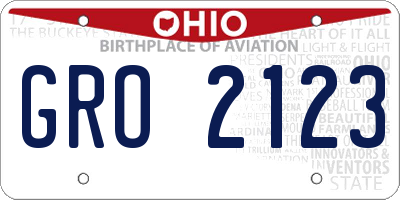 OH license plate GRO2123