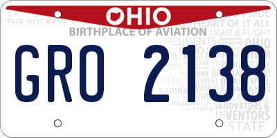 OH license plate GRO2138