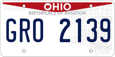OH license plate GRO2139