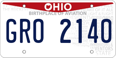 OH license plate GRO2140