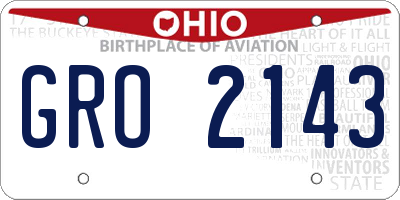 OH license plate GRO2143