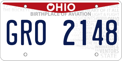 OH license plate GRO2148