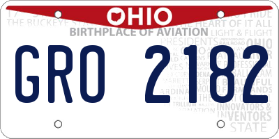 OH license plate GRO2182