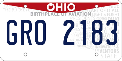 OH license plate GRO2183