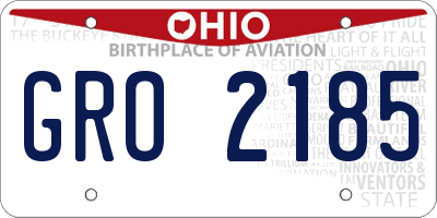 OH license plate GRO2185