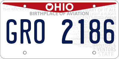 OH license plate GRO2186