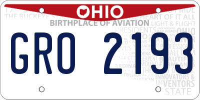 OH license plate GRO2193