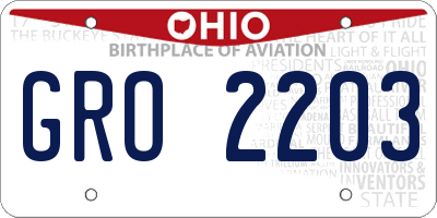 OH license plate GRO2203