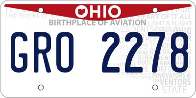 OH license plate GRO2278