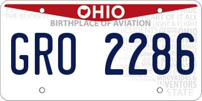 OH license plate GRO2286