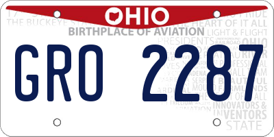 OH license plate GRO2287