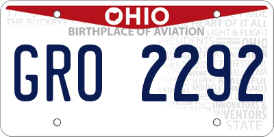 OH license plate GRO2292