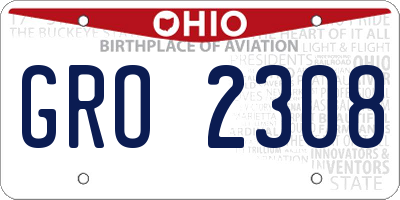 OH license plate GRO2308