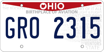 OH license plate GRO2315
