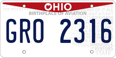 OH license plate GRO2316