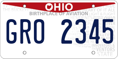 OH license plate GRO2345