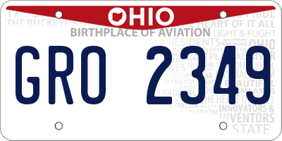 OH license plate GRO2349