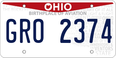 OH license plate GRO2374