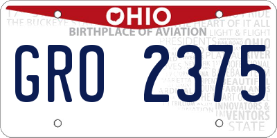 OH license plate GRO2375