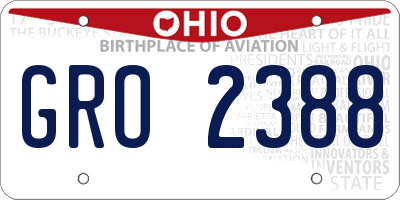 OH license plate GRO2388