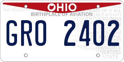 OH license plate GRO2402