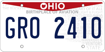 OH license plate GRO2410