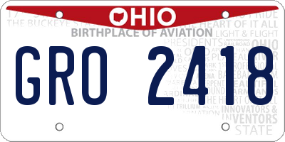 OH license plate GRO2418