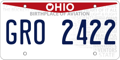 OH license plate GRO2422