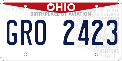 OH license plate GRO2423