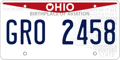OH license plate GRO2458