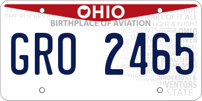 OH license plate GRO2465