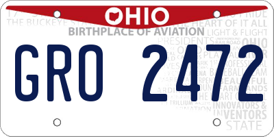 OH license plate GRO2472