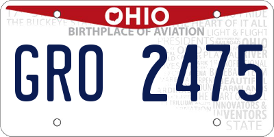 OH license plate GRO2475