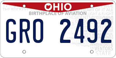 OH license plate GRO2492