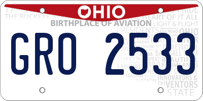 OH license plate GRO2533