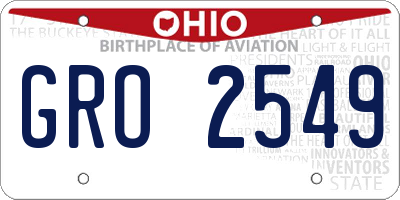 OH license plate GRO2549