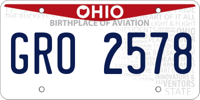 OH license plate GRO2578
