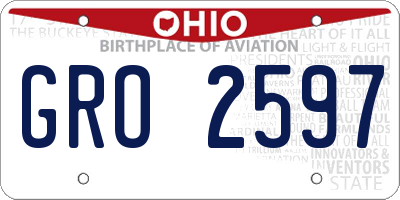OH license plate GRO2597