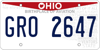 OH license plate GRO2647