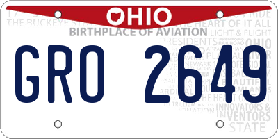OH license plate GRO2649
