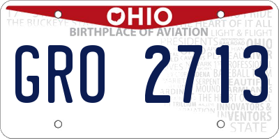 OH license plate GRO2713