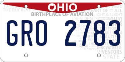 OH license plate GRO2783