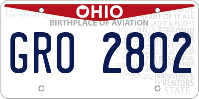 OH license plate GRO2802