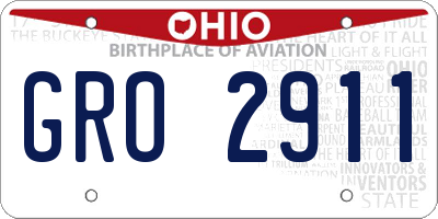 OH license plate GRO2911