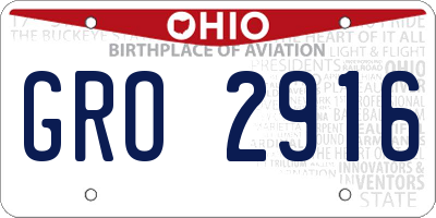 OH license plate GRO2916