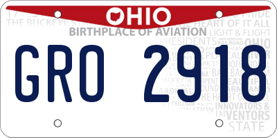 OH license plate GRO2918