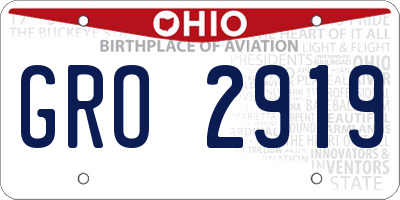 OH license plate GRO2919