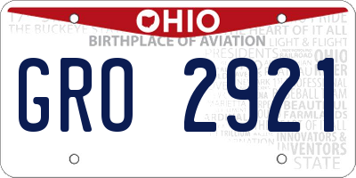 OH license plate GRO2921